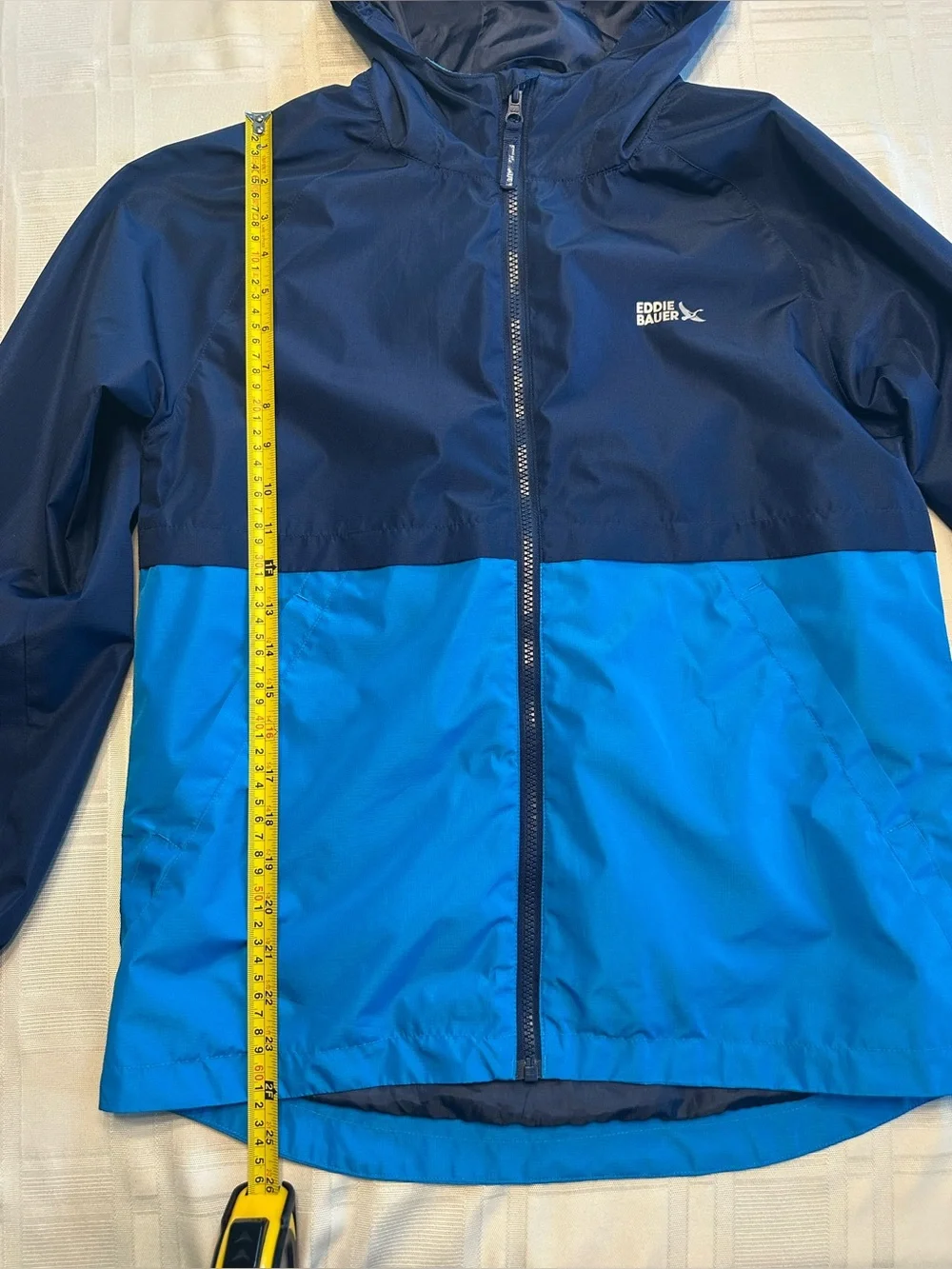 Eddie Bauer Kids Blue Rain Coat Wind Breaker Jacket Size Large L (14/16)